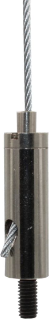 Drahtseilhalter / Gripper 15, Außengewinde M5 Gewindeüberstand 8mm, Seil Ø1,0-1,5mm | vernickelt