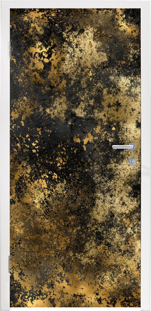 MuchoWow Türtapete Selbstklebende Türfolie Gold - Schwarz - Luxus 75x205 cm Türposter Türaufkleber Klebefolie Türklebefolie - XXL-Aufkleber ...