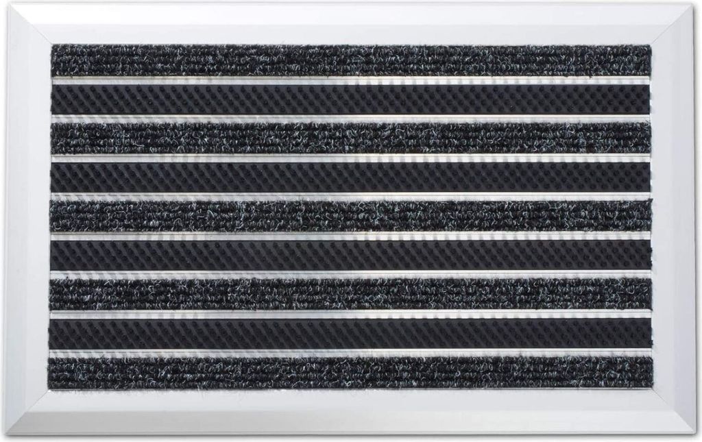 Floordirekt Alumatte Optimum Mat, Fußmatte Aluminium außen, wetterfeste Schmutzfangmatte rutschfest & UV-beständig, Türmatte - mit Bürsten, 39...