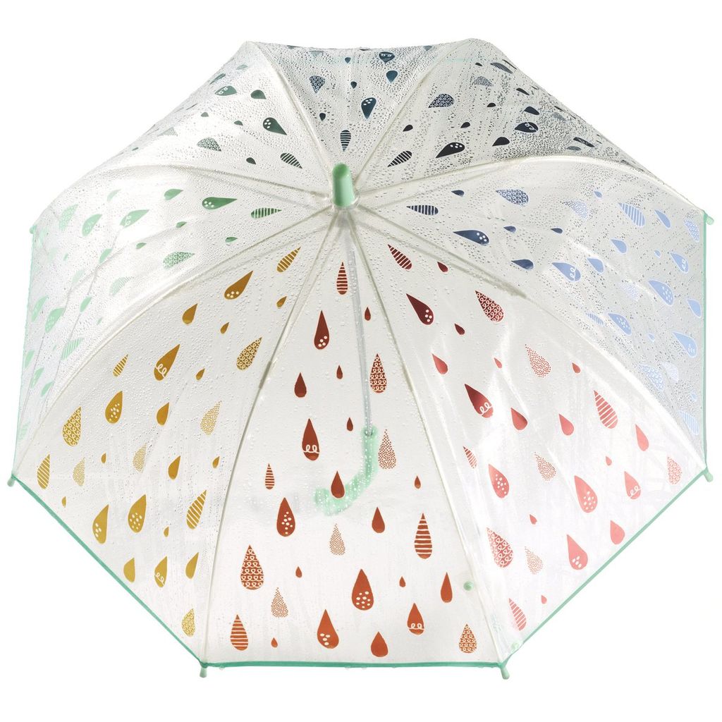 ESPRIT Stockregenschirm Regenschirm Long Domeshape Kids Waterreactive Drops Transparent