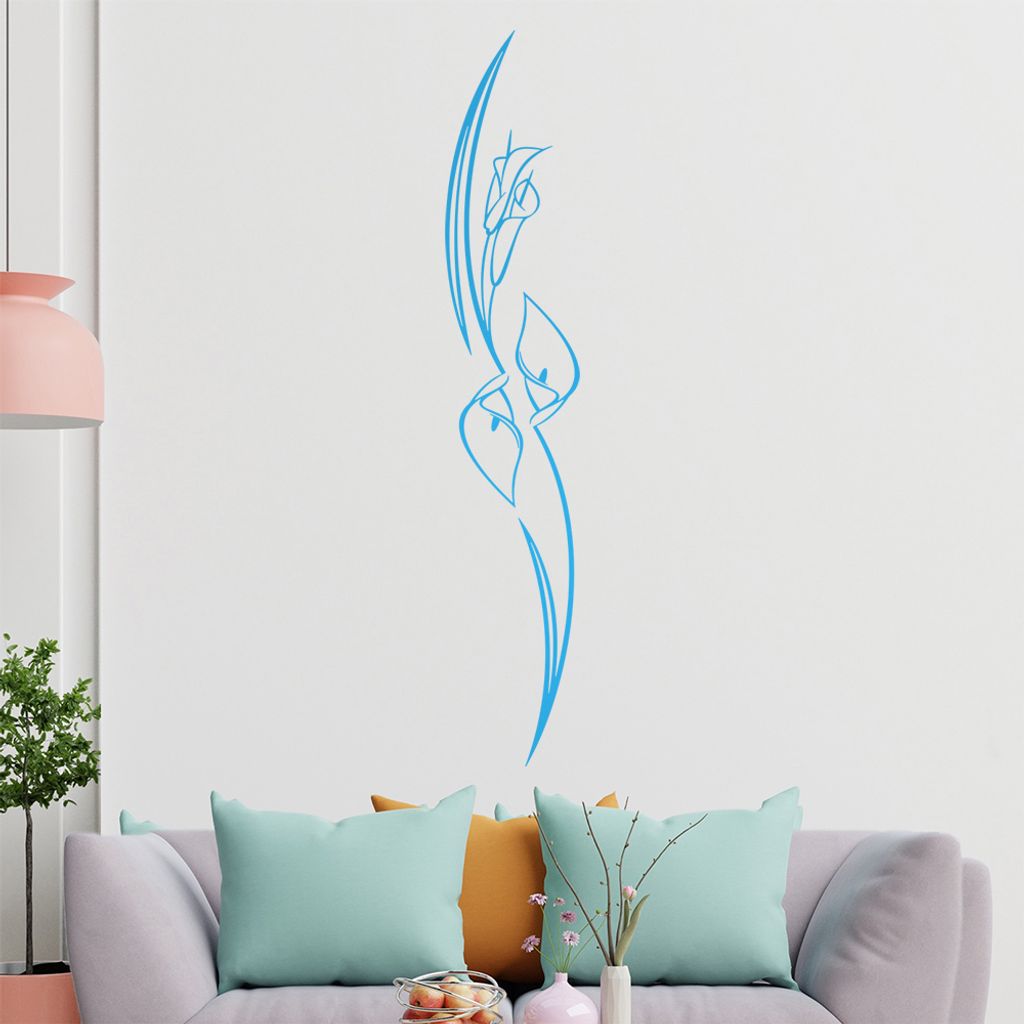 Lilien - Linien Wandtattoo in 6 Größen - Wandaufkleber Wall Sticker - Dekoration, Küche, Wohnzimmer, Schlafzimmer, Badezimmer