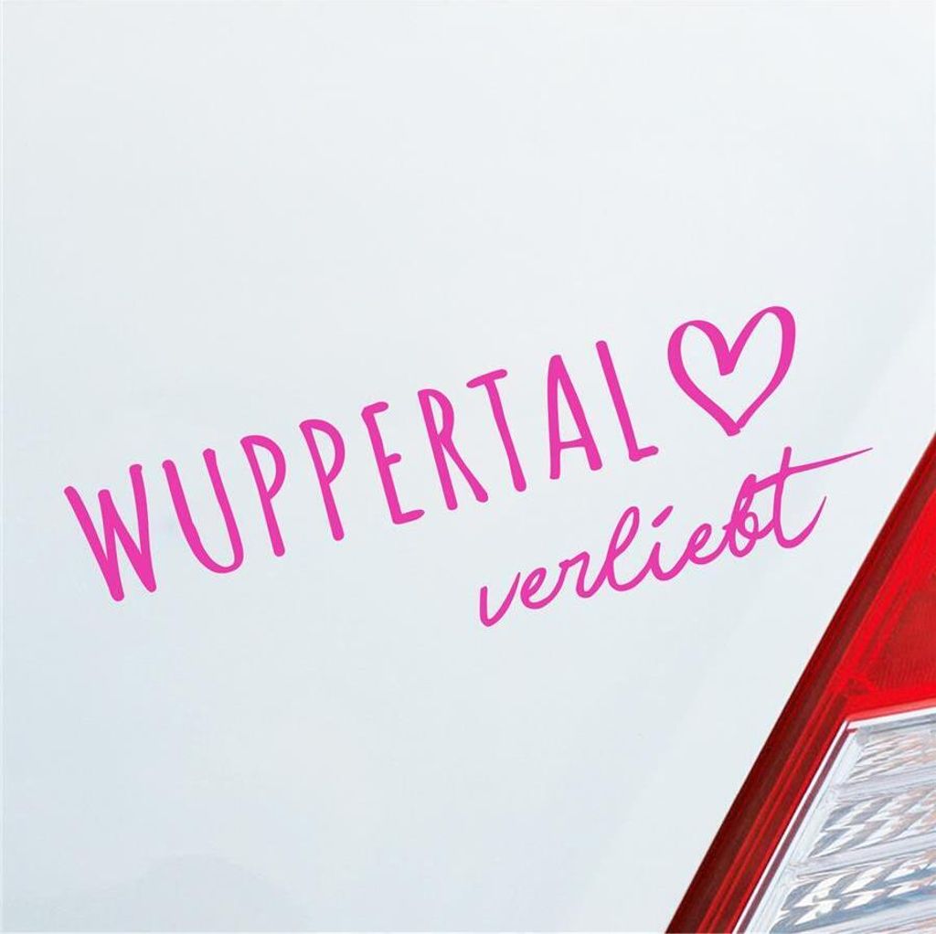 Auto Aufkleber Wuppertal verliebt Herz Stadt Heimat Liebe Car 19x6 cm Pink Sticker Heckscheibenaufkleber