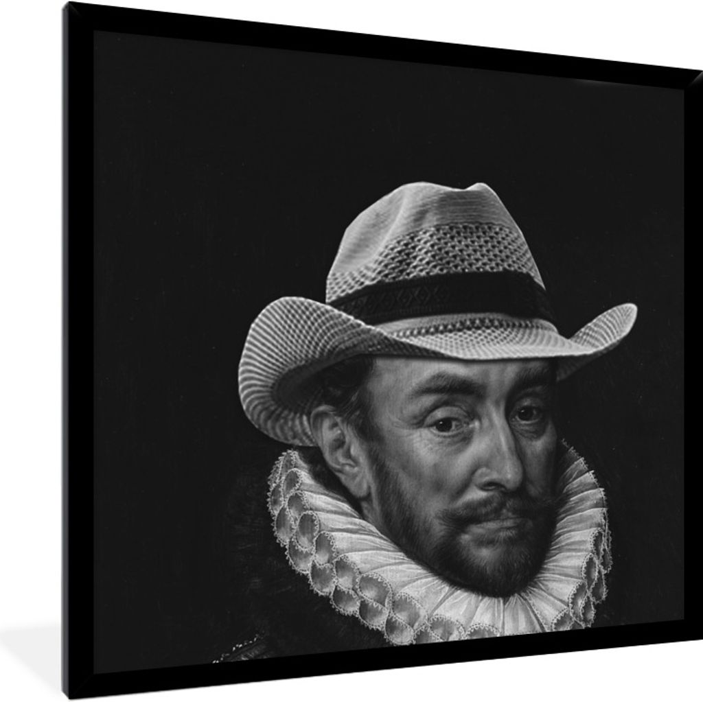 MuchoWow Gerahmtes Poster Porträt von Wilhelm I. - Adriaen Thomasz - Schwarz und Weiß 40x40 cm - Poster mit Schwarzem Bilderrahmen Wandposter R...