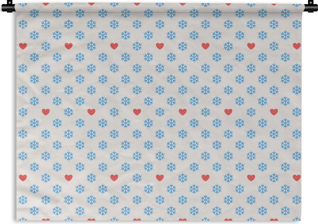 MuchoWow Wandteppich Wandbehang Schneeflocke - Herz - Winter - Muster 90x67.5 cm Tapisserie Dekoration Wandtuch - Fototeppich - Wand-Skulpturen
