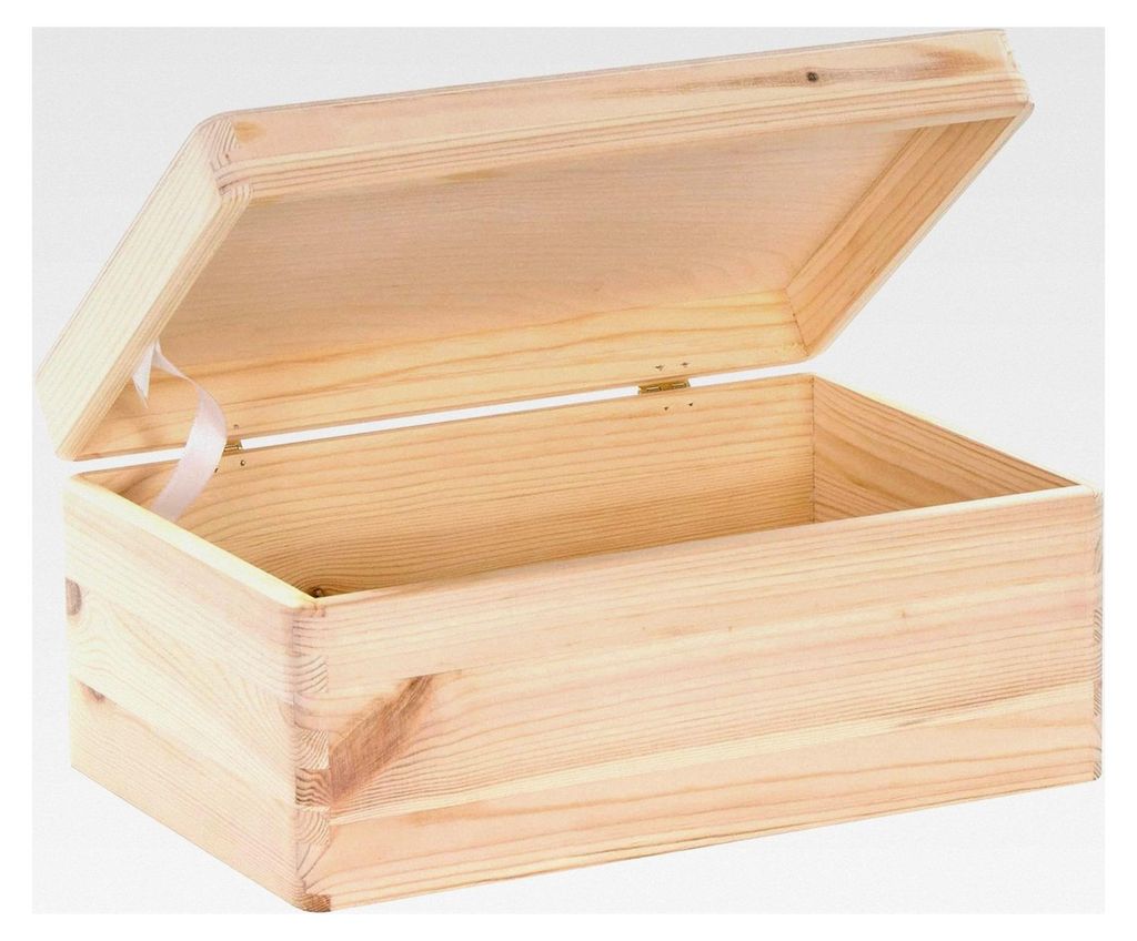Holzkiste mit Deckel - 30x20x14cm, Natur, - Allzweckkiste ohne Griffe - Aufbewahrungsbox