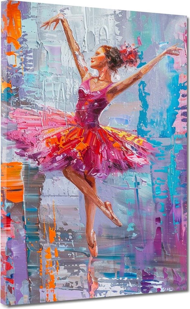 Abstrakt Ballerina lebhafte Farben Leinwandbild Wandbild Kunstdruck Wanddeko: 120x160x4cm