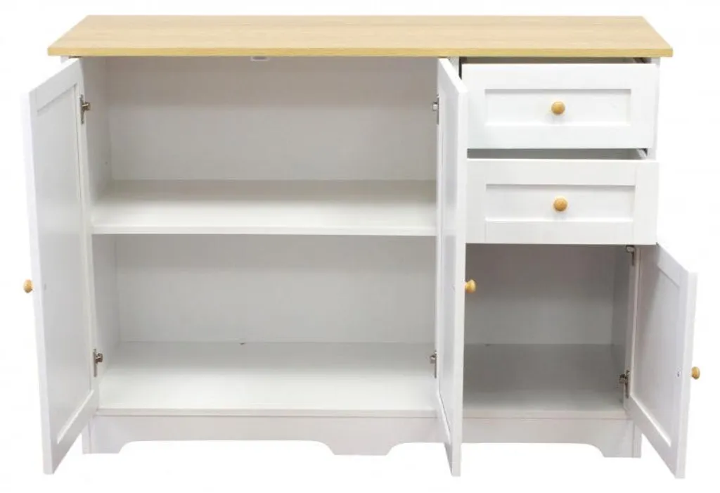 Buffet d'entrée en bois blanc compact à rangements multiples - 2