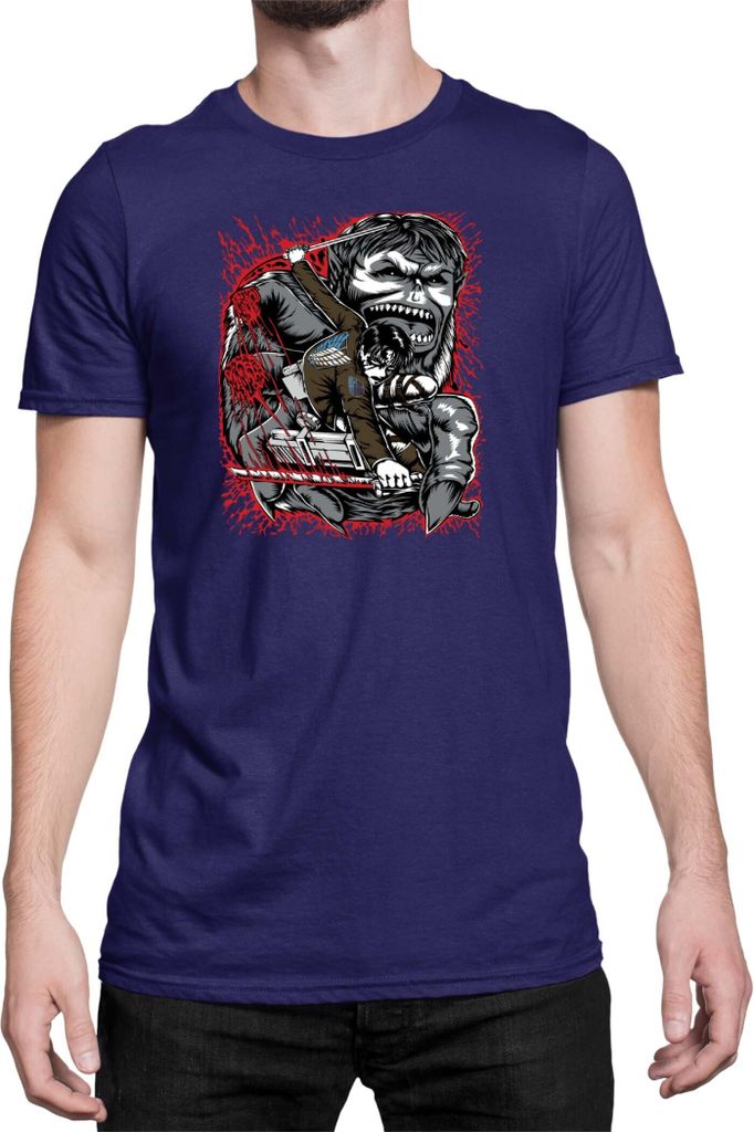 Herren T-Shirt Japan Anime Manga Attack Anime On Titan Levi Ackerman 08 Levi Titan Pilot, Man L / Dunkelblau