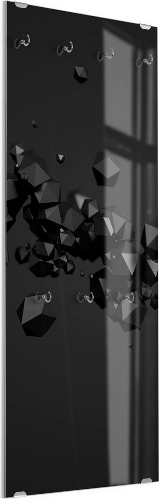 DEQORI Kleiderhaken aus Glas 50x125 cm 'Geometrische Kometen' Wand Garderobe Paneel Haken