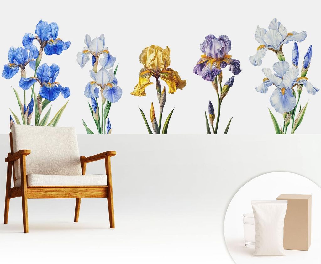 Fototapete - 250x104 cm - Tapete - Wandtapete - Wandbilder - Dekofolie - Tapete Folie - Wand - Dekoration - Wohnzimmer - Irisblüten