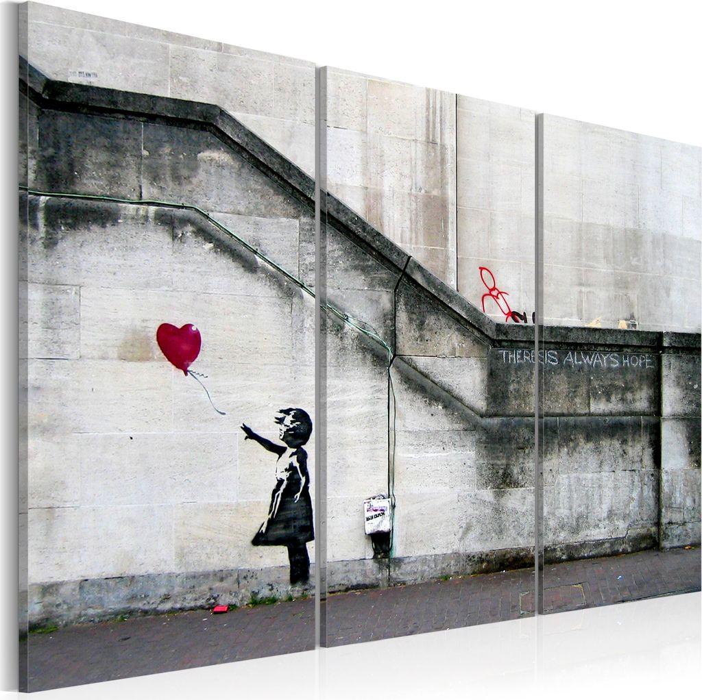 Vlies Leinwandbild - Girl With a Balloon by Banksy 60x40 cm Streetart i-B-0030-b-e