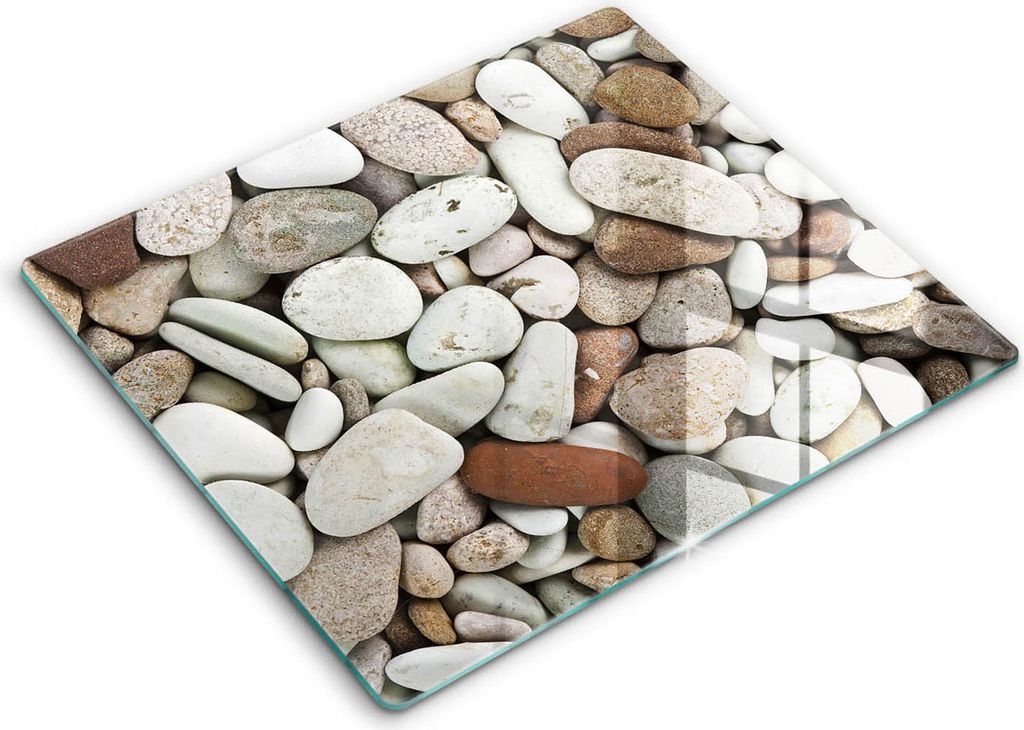 Abdeckung Glas - Küchenabdeckung - 60x52 cm - Abdeckplatte -Hintergrund aus kleinen Steinen