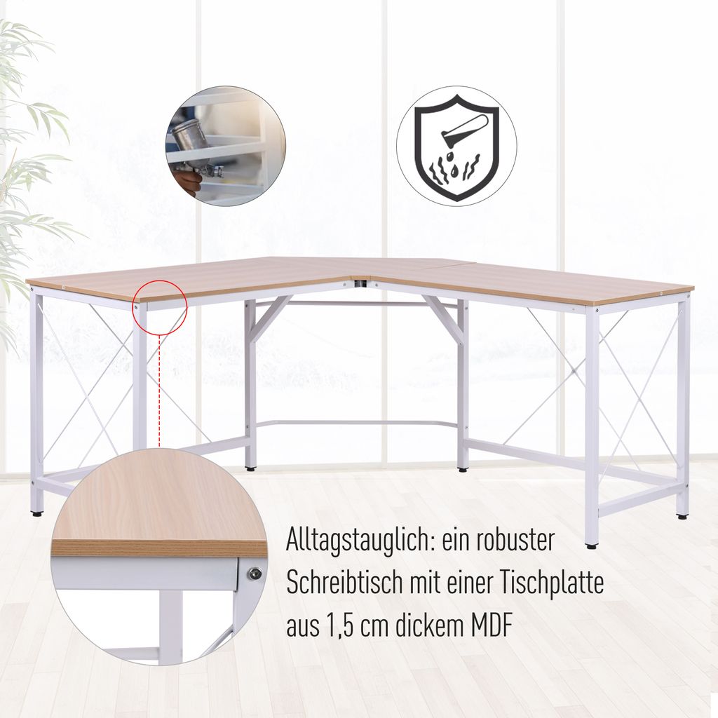 HOMCOM Computertisch Schreibtisch L-Form Arbeitstisch Produktbild 4