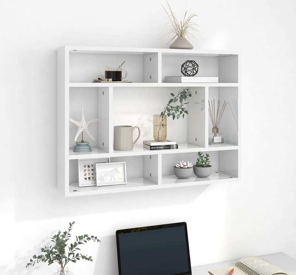 "2026 Promotion" Wandregal, Wandboard für Wohnzimmer, Hochglanz-Weiß 75x16x55 cm Holzwerkstoff - Hängeregal CC27001