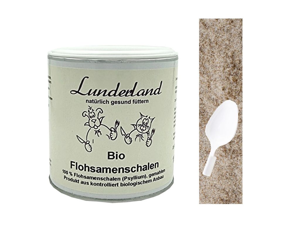 BIO Flohsamenschalen 150g / 100% Bio Flohsamenschalen gemahlen + Löffel von Lunderland