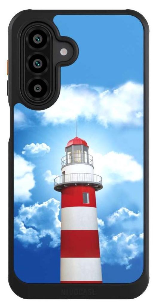 NIVOCASE Hülle für Samsung Galaxy A17 5G Handyhülle NIVOcore Case Schwarz Himmel Leuchtturm Wolke