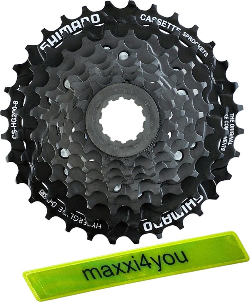 Angebot Set / Shimano TOURNEY 7-Gang HYPERGLIDE MTB-Kassettenzahnkranz 12-28 Zähne inkl. maxxi4you Reflexband