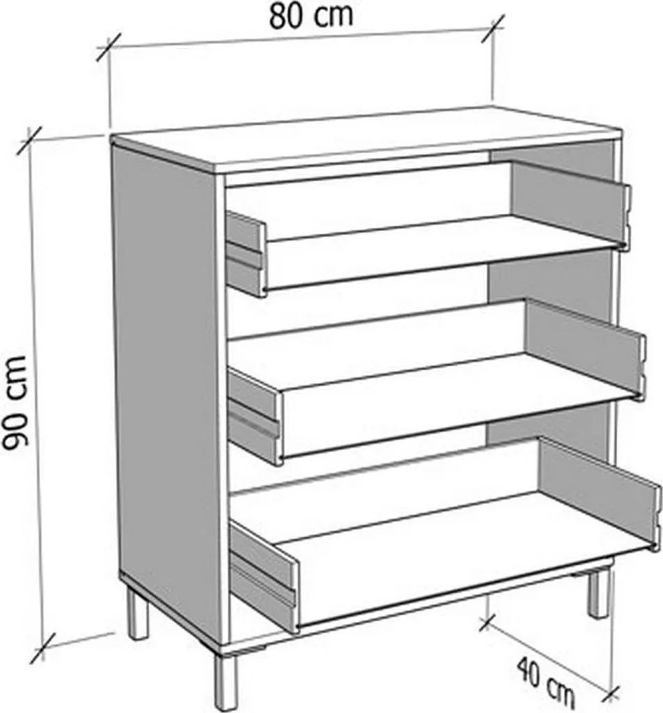 Commode de Chambre Blanche Portio 3 Tiroirs pour Rangement Moderne - 4