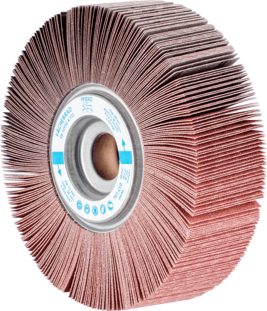 PFERD TOOLS Lamellenschleifrad FR Ø 165x50mm Bohrung Ø 25,4 mm A120 für universelle Anwendung