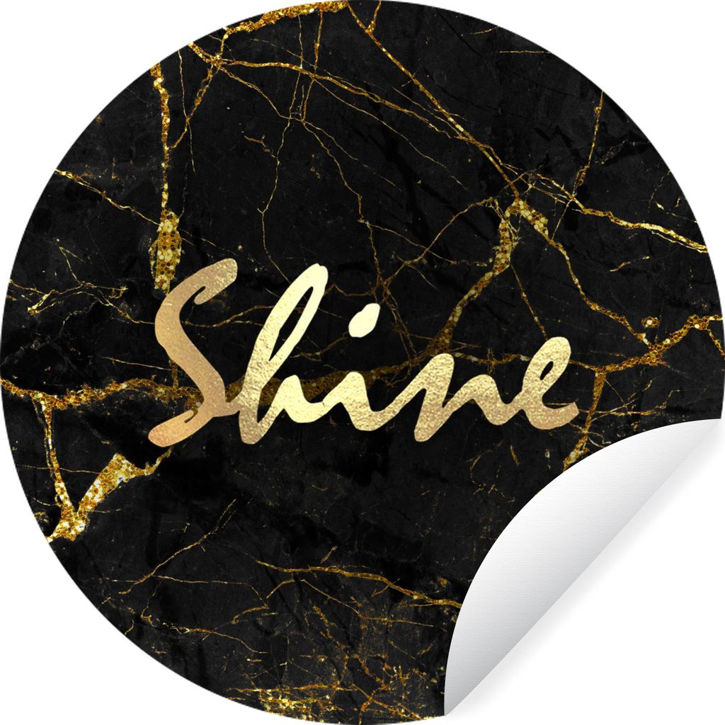 MuchoWow Runde Wandtattoo - Wandsticker Tapete Aufkleber Zitat - Glänzen - Gold - Marmor Ø 100 cm Selbstklebend und Repositionierbar - Wandaufk...
