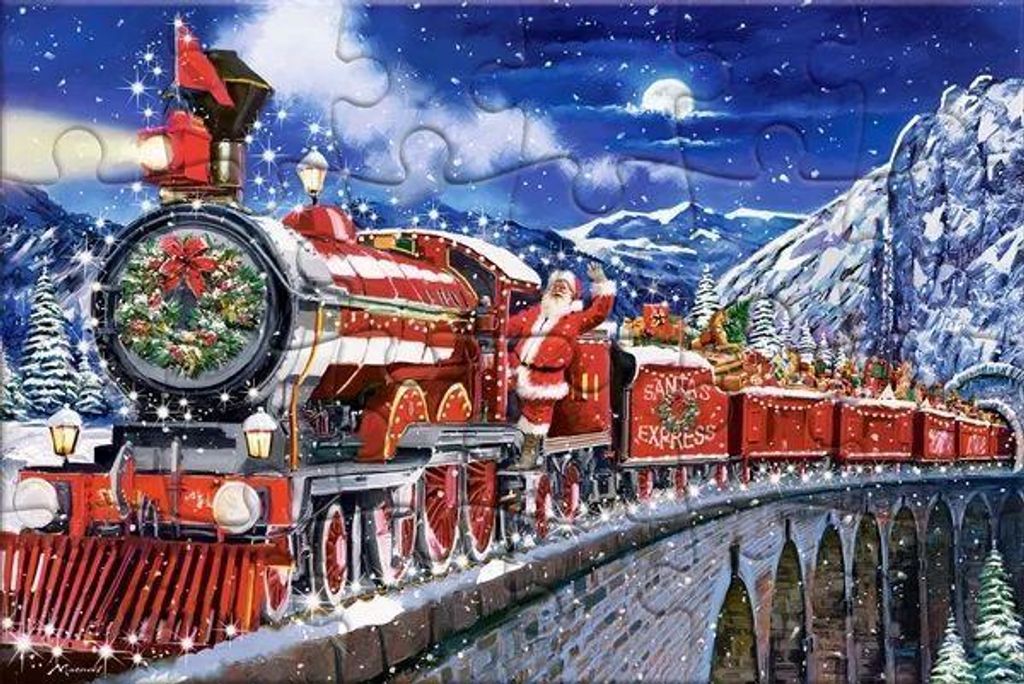 Puzzle mit 24 Teilen, Postkarte „Santas Coming to Town“ 900497 Castorland