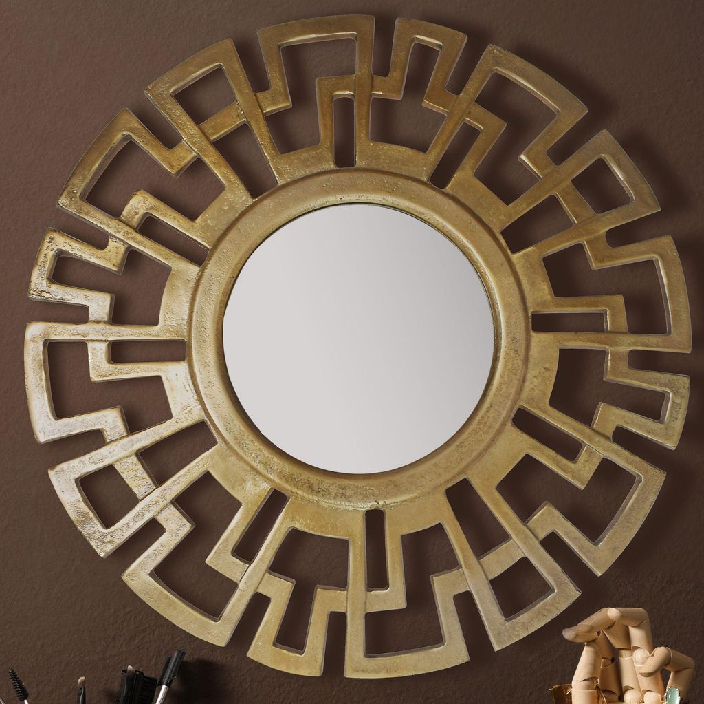 FineBuy Wandspiegel Art déco 60 cm Metall Hängespiegel Gold Produktbild 