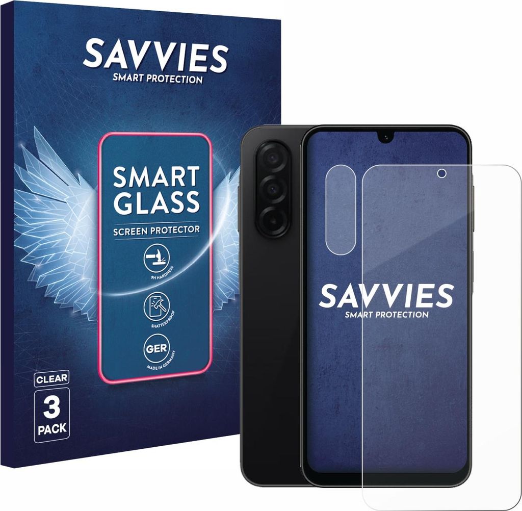 3x Savvies Schutzglas Folie für Samsung Galaxy A26 5G (Display+Kamera) 9H Panzer Schutzfolie Glas Displayschutz klar transparent