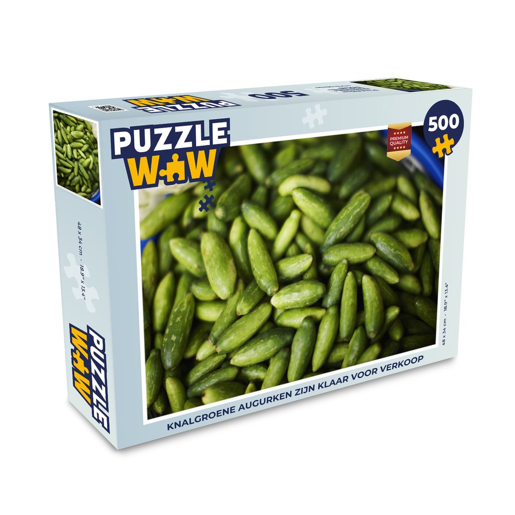 MuchoWow Puzzle 500 Teile Leuchtend grüne Gurken zu verkaufen - 500 Teile - Kinder - Selberbauen - Puzzlespiele