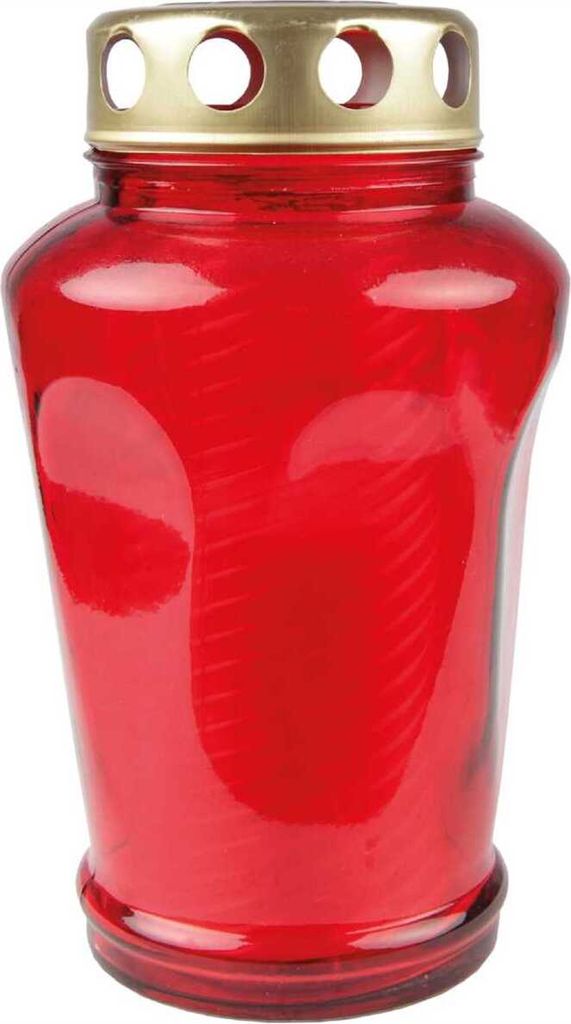 Grabkerze 6eck Rot mit einer Brenndauer von ca. 50h