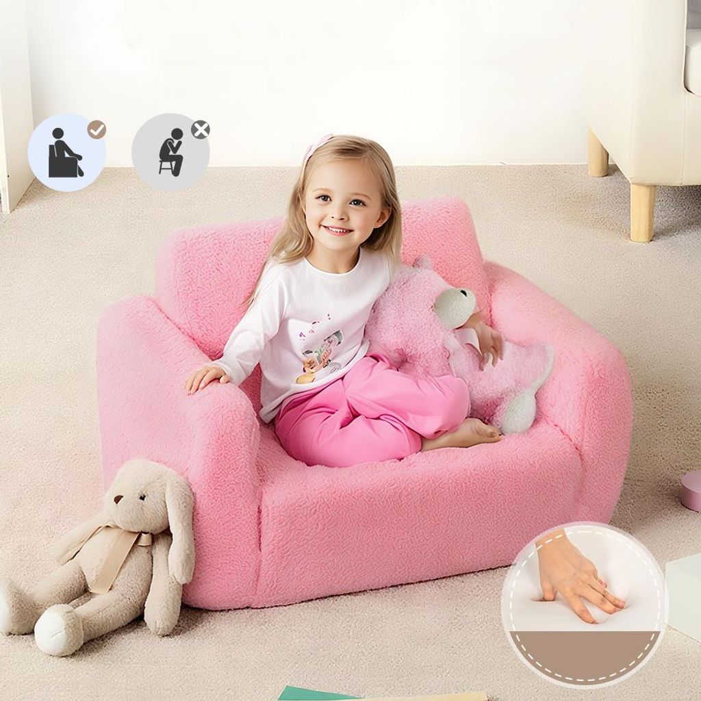 CAVEEN Kinder Sofa 2-in-1, Faltbares Kindersofa, Umwandelbarer Kleinkind-Sessel für Jungen & Mädchen, Pink