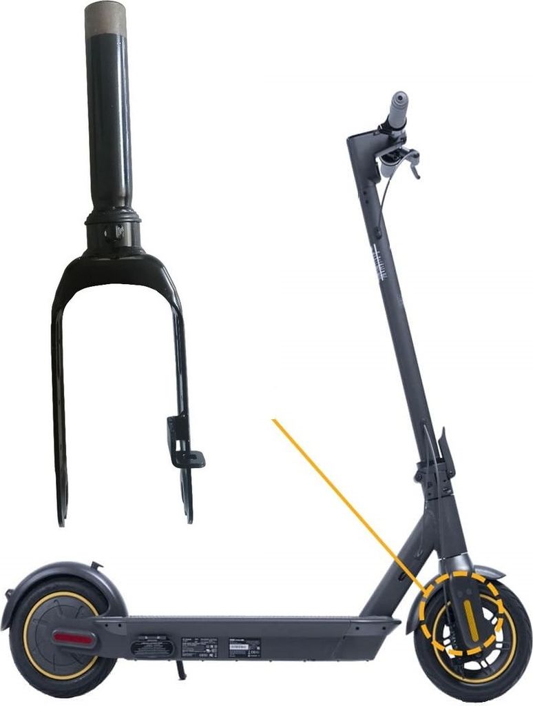Federgabel vorne für Ninebot Max G30 / Motus Scooty 10 / Frugal Power Elektroroller - Farbe SCHWARZ