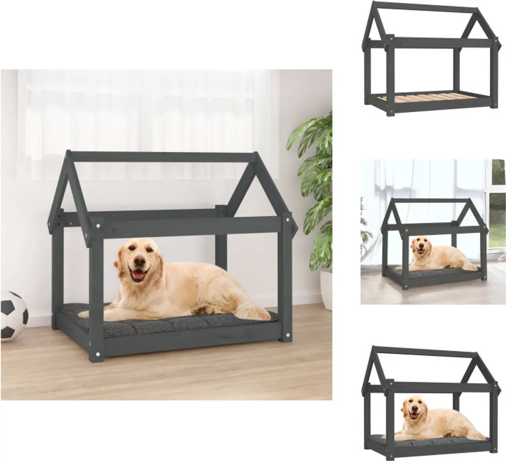 Mobile Letto per Cani Design in Legno Grigio vidaXL 81 cm