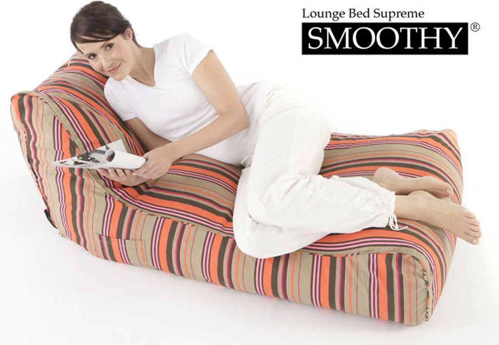 Smoothy Sitzsack Bett mit Baumwollbezug - 128x70x66cm | Universal Tasche Sitzsack für Erwachsene und Kinder | Retro Lounge Beanbag mit Seitentasche