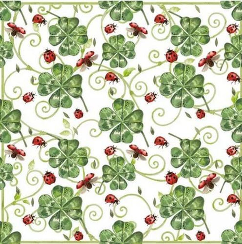 20 Servietten Clover & Ladybugs - Marienkäfer fliegen um Produktbild 