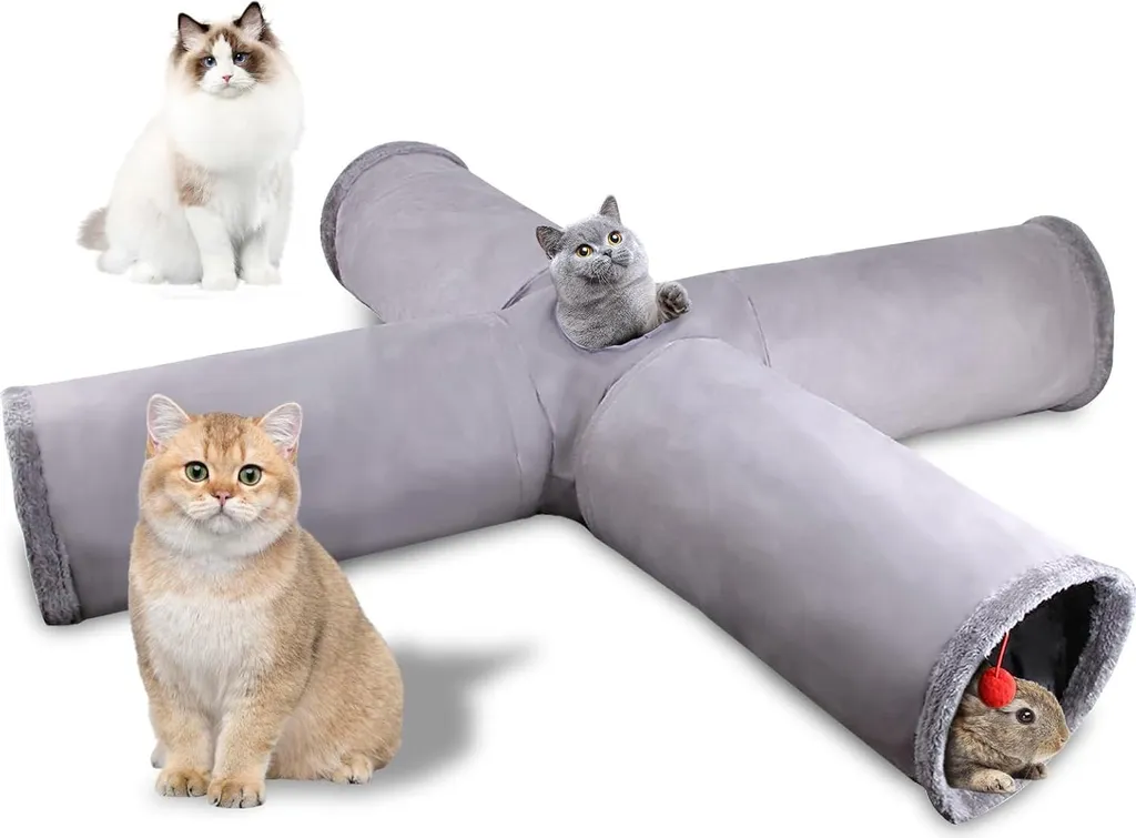 Tunnel pour chat 4 entrées extra long avec balles de jeu et design robuste - 2