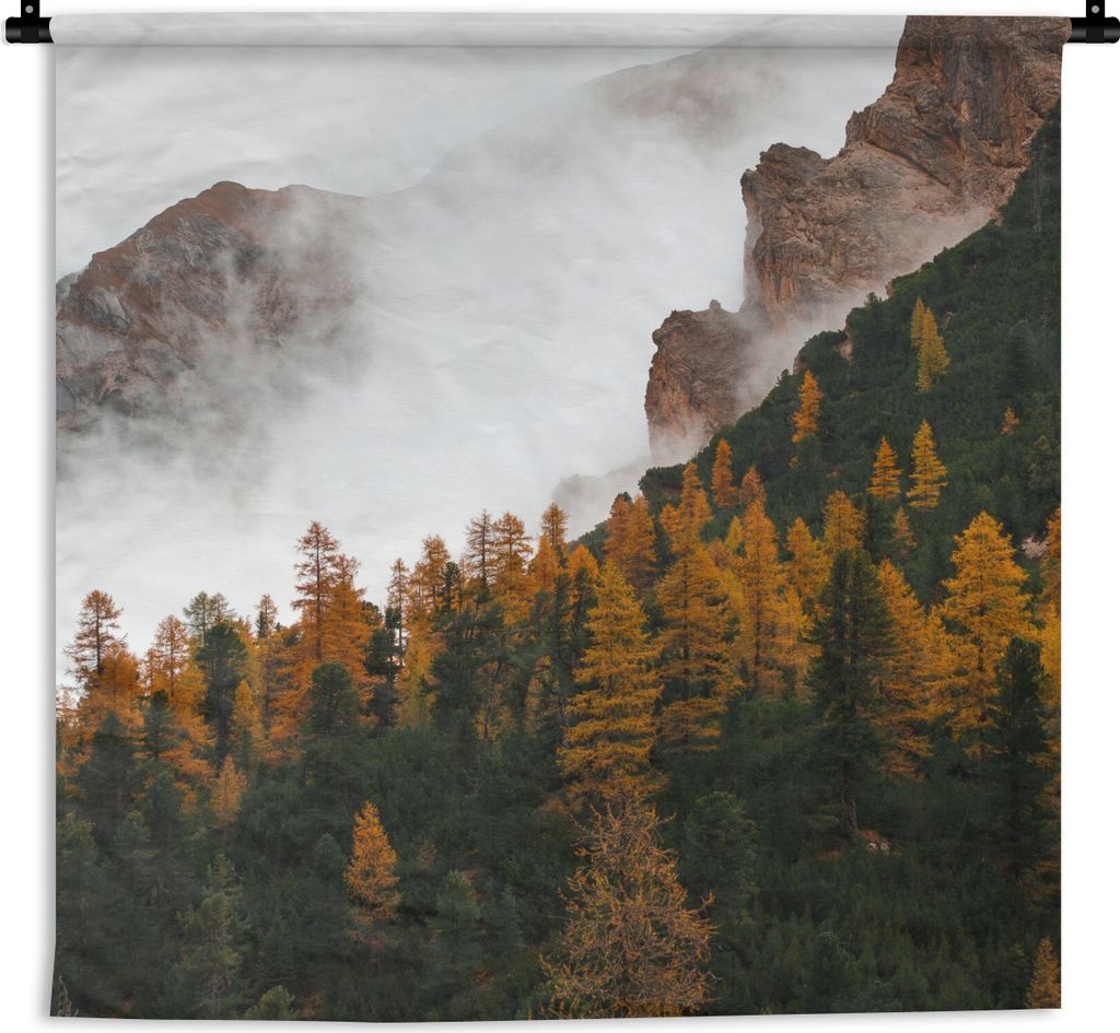MuchoWow Wandteppich Wandbehang Kiefer - Herbst - Berg - Landschaft 60x60 cm Tapisserie Dekoration Wandtuch - Dekorationen - Wand Decke