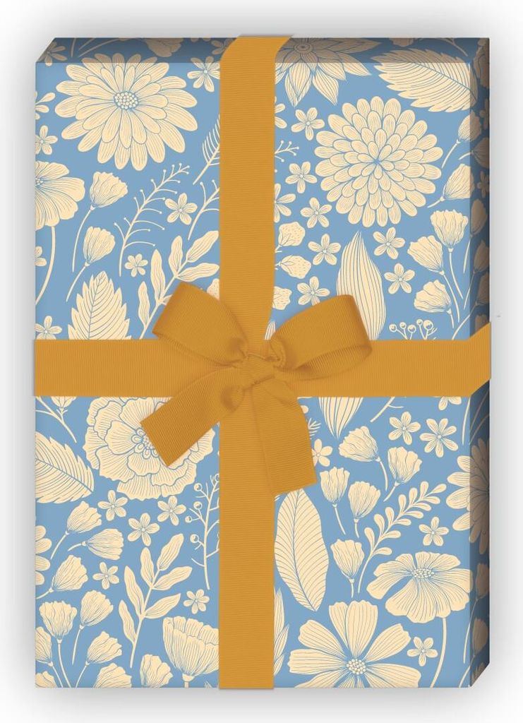 Blumen Geschenkpapier zum Einpacken mit zarten Blüten, Produktbild 
