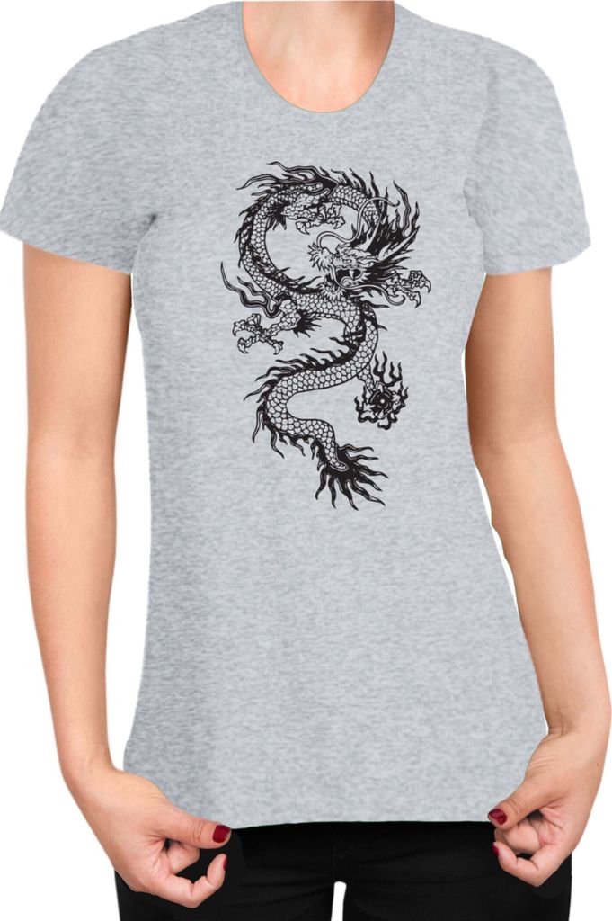Damen T-Shirt Dragon Anime Manga Ball Z Shenron 04, Lady L / Grau