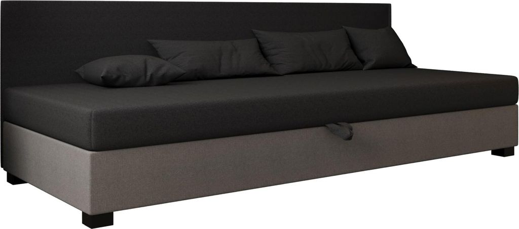 AURA SOFA Boxspringbett BOB BIZ 100x195 Komplett-Set mit Bonell Matratze, Polsterbett mit Bettkästen - Grau/Dunkelgrau, SAWANA 21/05