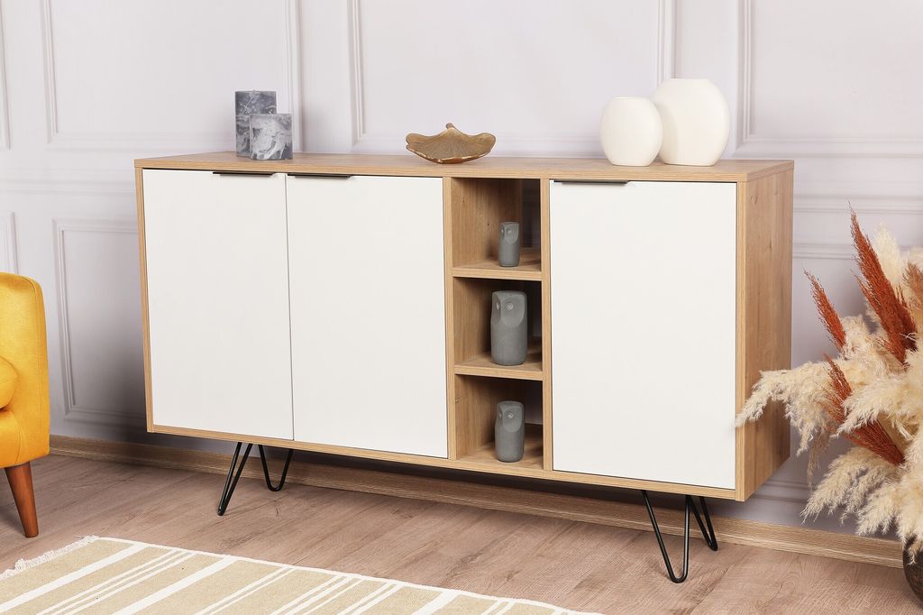 Skye Decor, Clara Console - Oak, White, Wohnzimmerschränke, Produktbild 