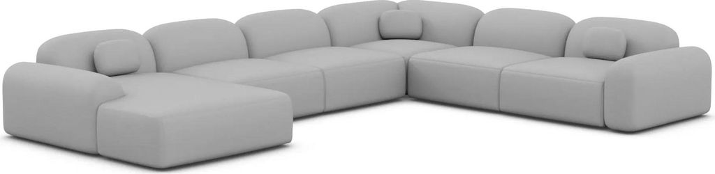 Kunstleder U-Form XXL Wohnlandschaft Nuvia Hellgrau Links