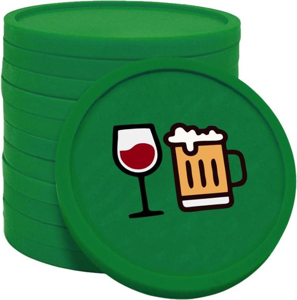 CombiCraft Kunststoff Wertmarken Chips Bier- und Weinglas in Dunkelgrün- 100 Stück - Ø29 mm