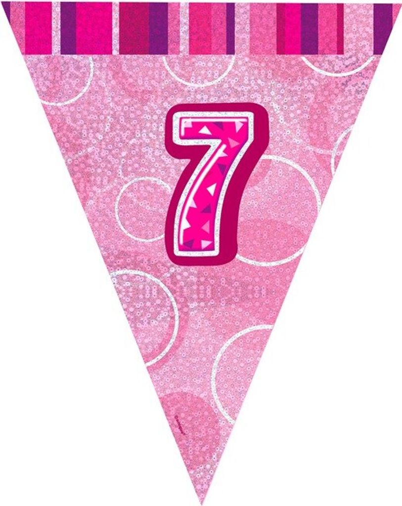 Unique Party - Fahnen, 7. Geburtstag - Folie SG37696 (Einheitsgröße) (glitzerndes Pink)