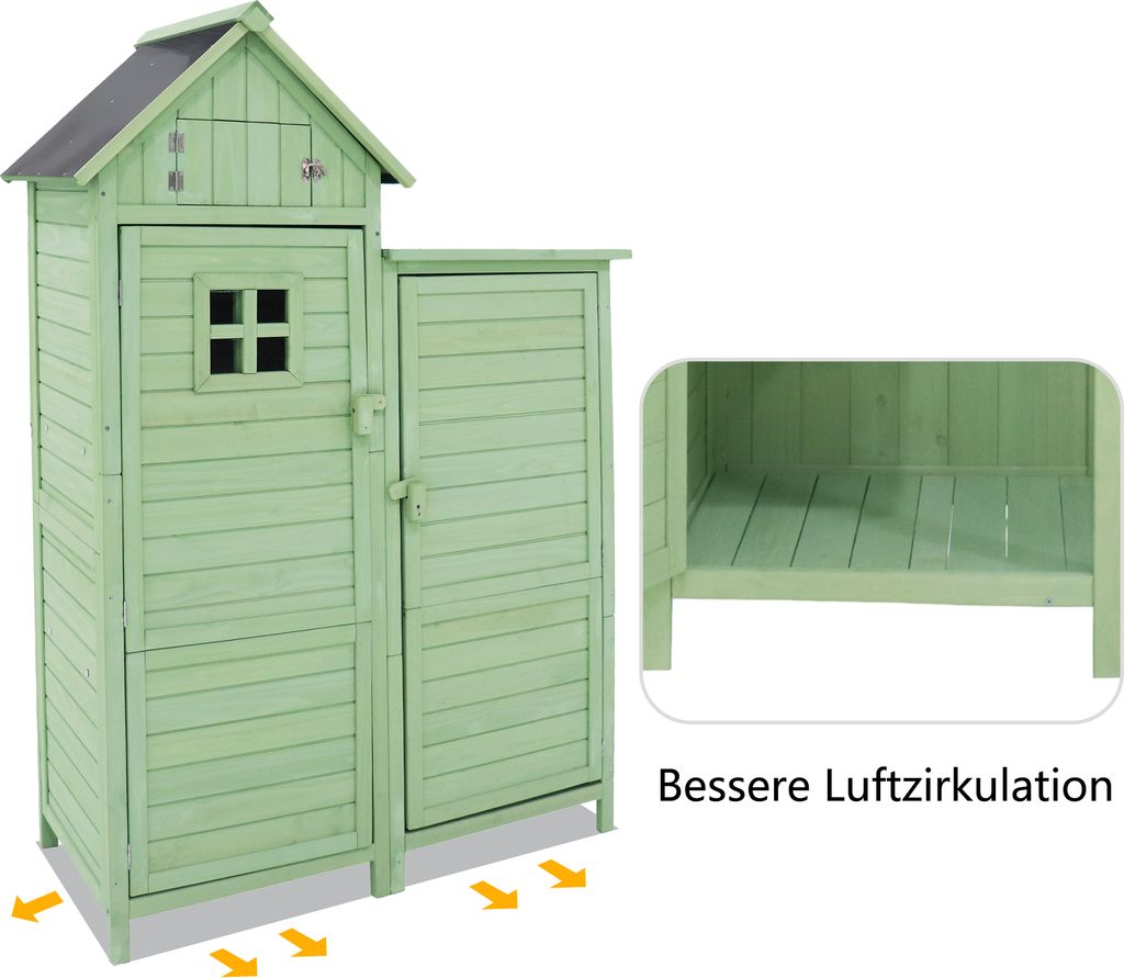 Flieks Geräteschrank Holz Gartenschrank Wetterfest, Produktbild 6