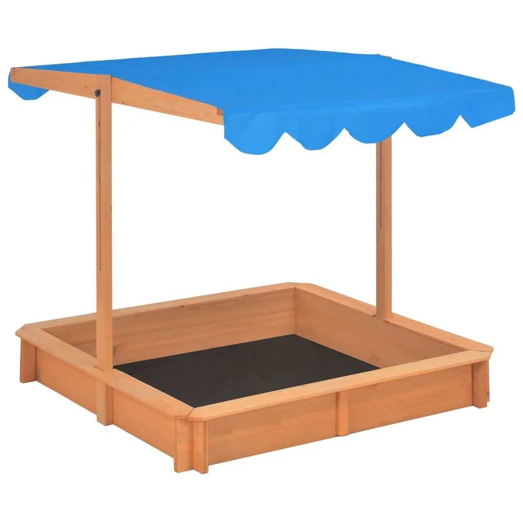 vidaXL Bac à sable avec toit réglable en bois de sapin - 115x115x115 cm