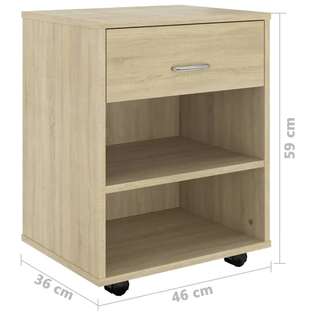 Caisson de bureau mobile Chêne Sonoma 46 cm avec étagères de rangement - 7