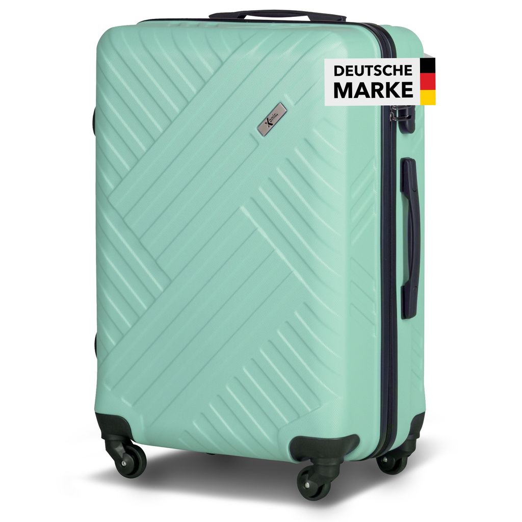 Xonic Design Reisekoffer mit Rollen 360° - ABS Hartschalen-Koffer Trolley mit Zahlenschloss in Handgepäck M-L-XL-Set (Mintgrün, XL)