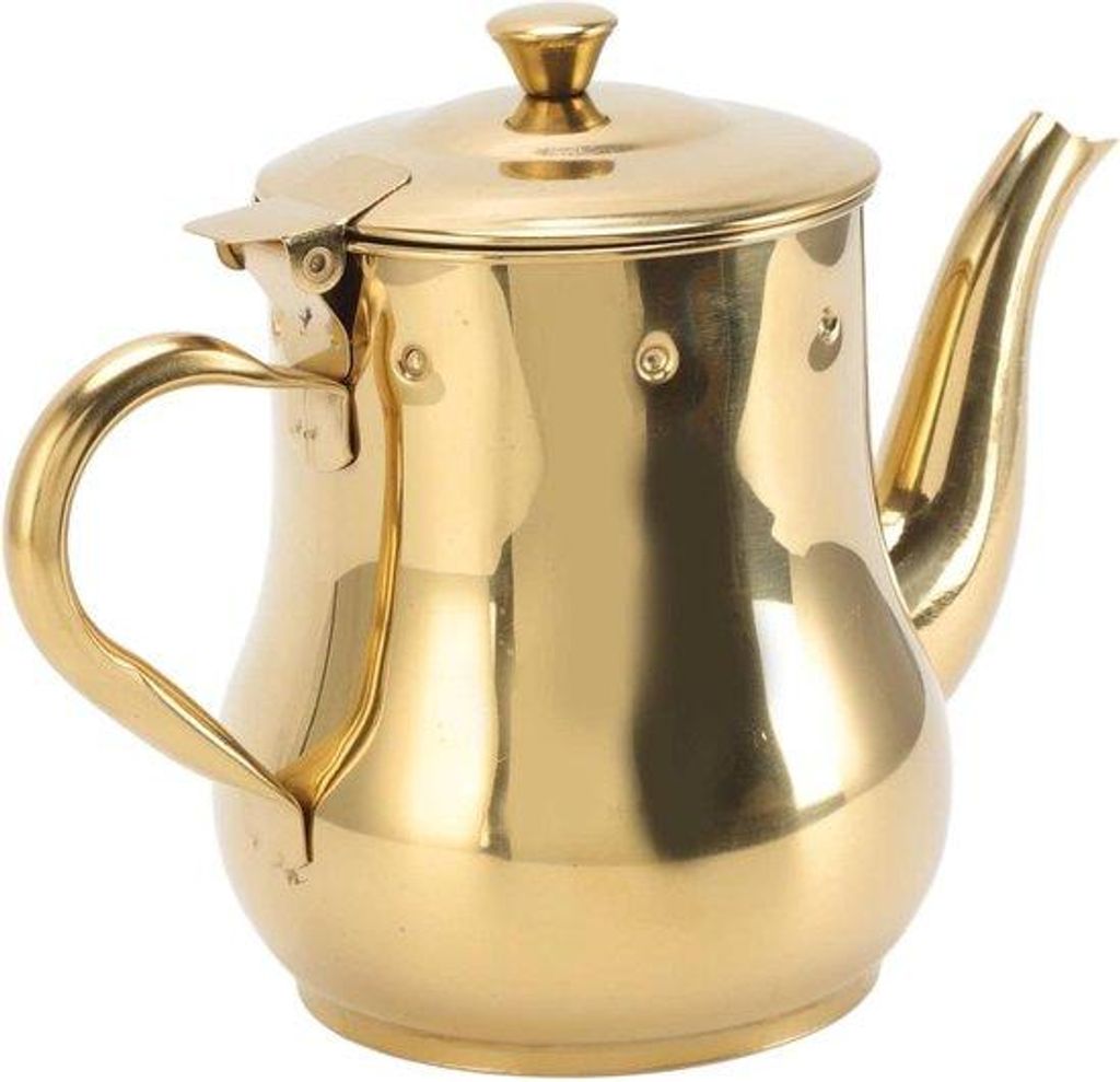 Ergonomisches Griffstück aus Edelstahl, gestreamt, Wasserablass, Teekanne für Häuser - Gold.