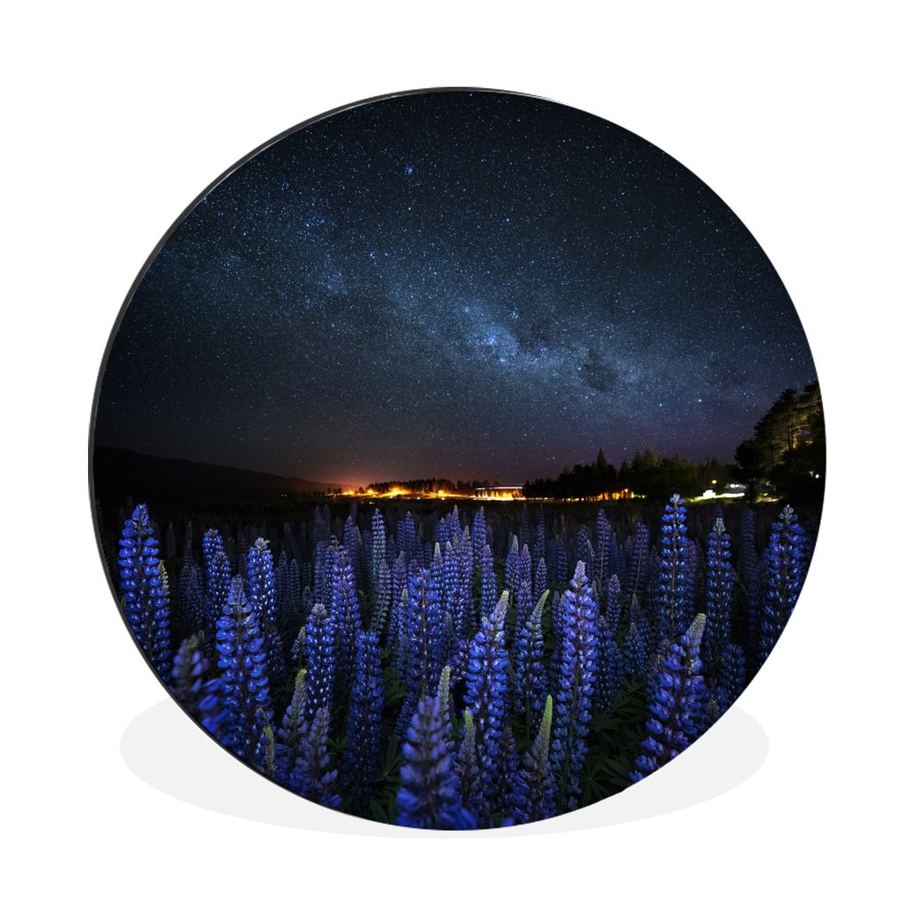 MuchoWow Aluminium Wandkreis Sternenhimmel - Milchstraße - Blumen Ø 90 cm Wanddeko Modern Wohnzimmer - Mauerkreis - Wandbilder - Runde Bild - B...