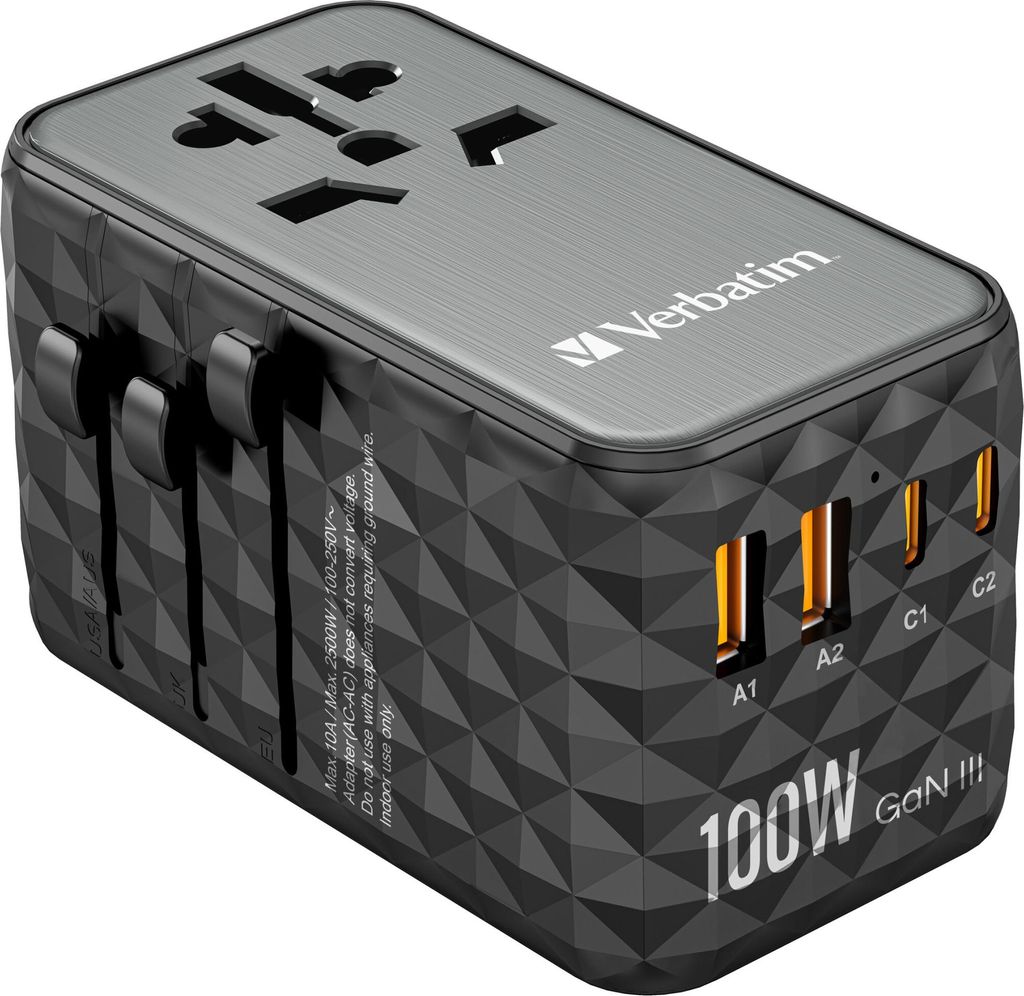 GaN III-Universal-Reiseadapter UTA-06, 100 W, USB-A, USB-C, Produktbild 